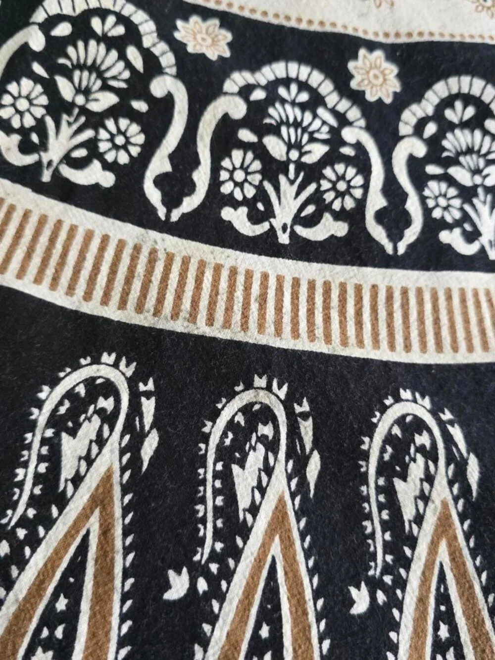 Black Brown Cream Mandala Shower Curtain